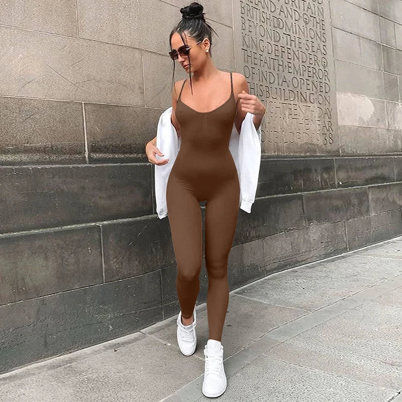 strap women long jumpsuit bodycon sexy streetwear fitness sportswear  summer clothes lounge wear club outfit