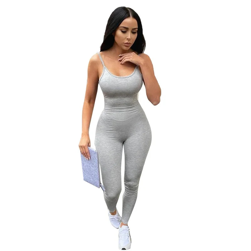 strap women long jumpsuit bodycon sexy streetwear fitness sportswear  summer clothes lounge wear club outfit