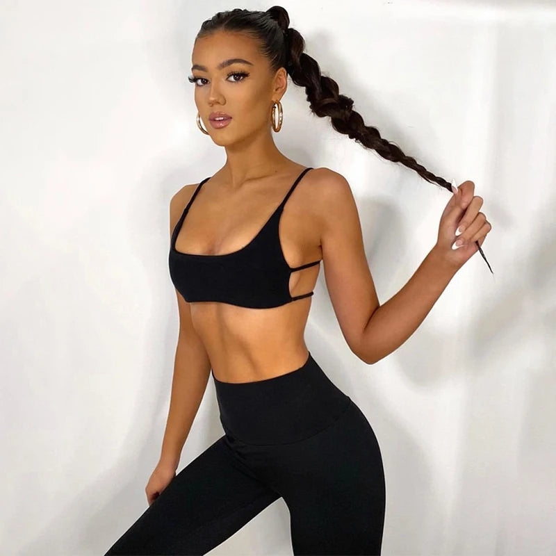 Ribbed Knitted Solid Women Strap Crop Top Camis Backless Sexy Tank Top