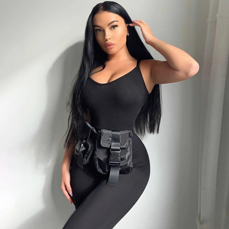 strap women long jumpsuit bodycon sexy streetwear fitness sportswear  summer clothes lounge wear club outfit