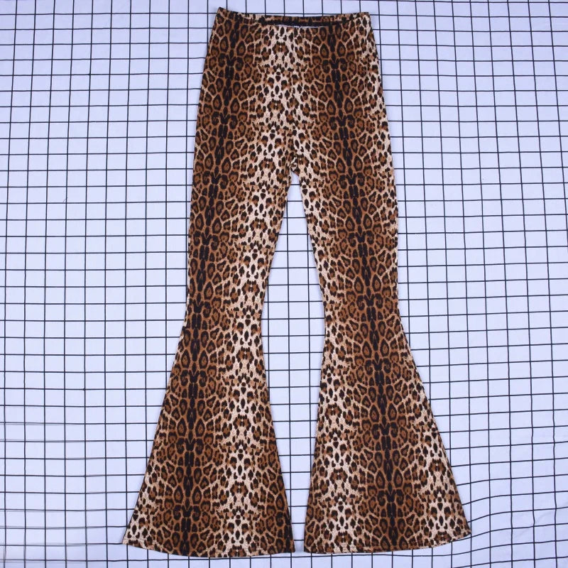 Leopard tiger high waist flare pants