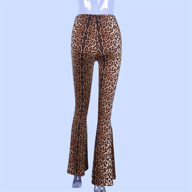 Leopard tiger high waist flare pants