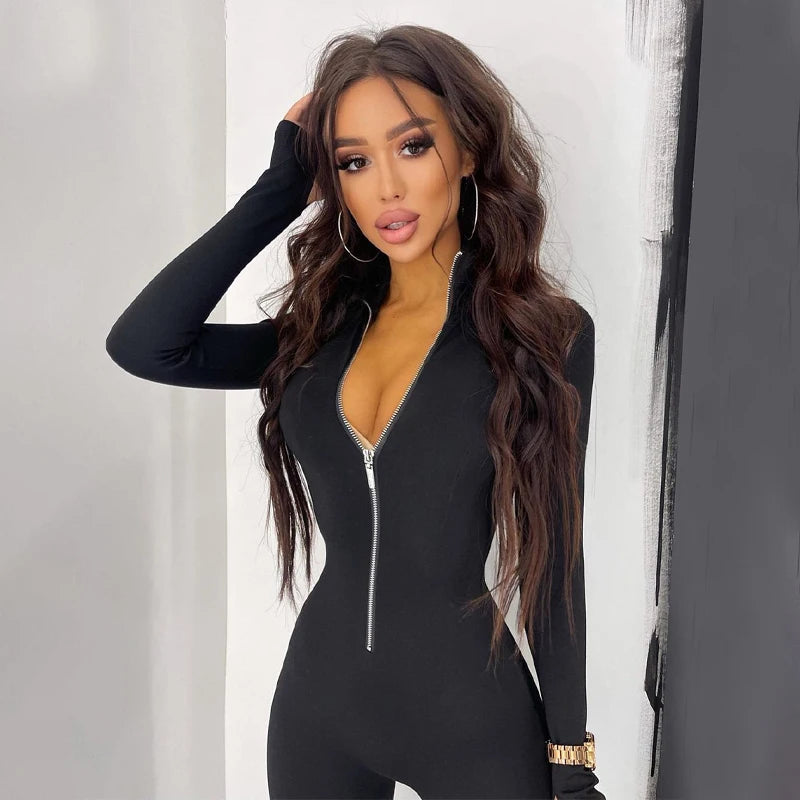 Women Solid Long Sleeve  Jumpsuit