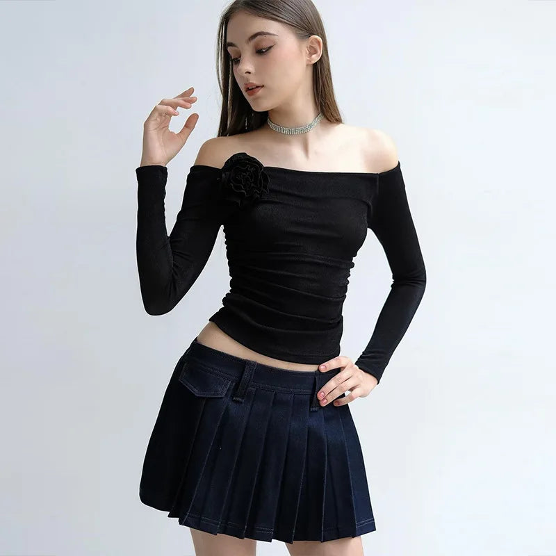 Mesh Patchwork Women Long Sleeve Crop T Shirt