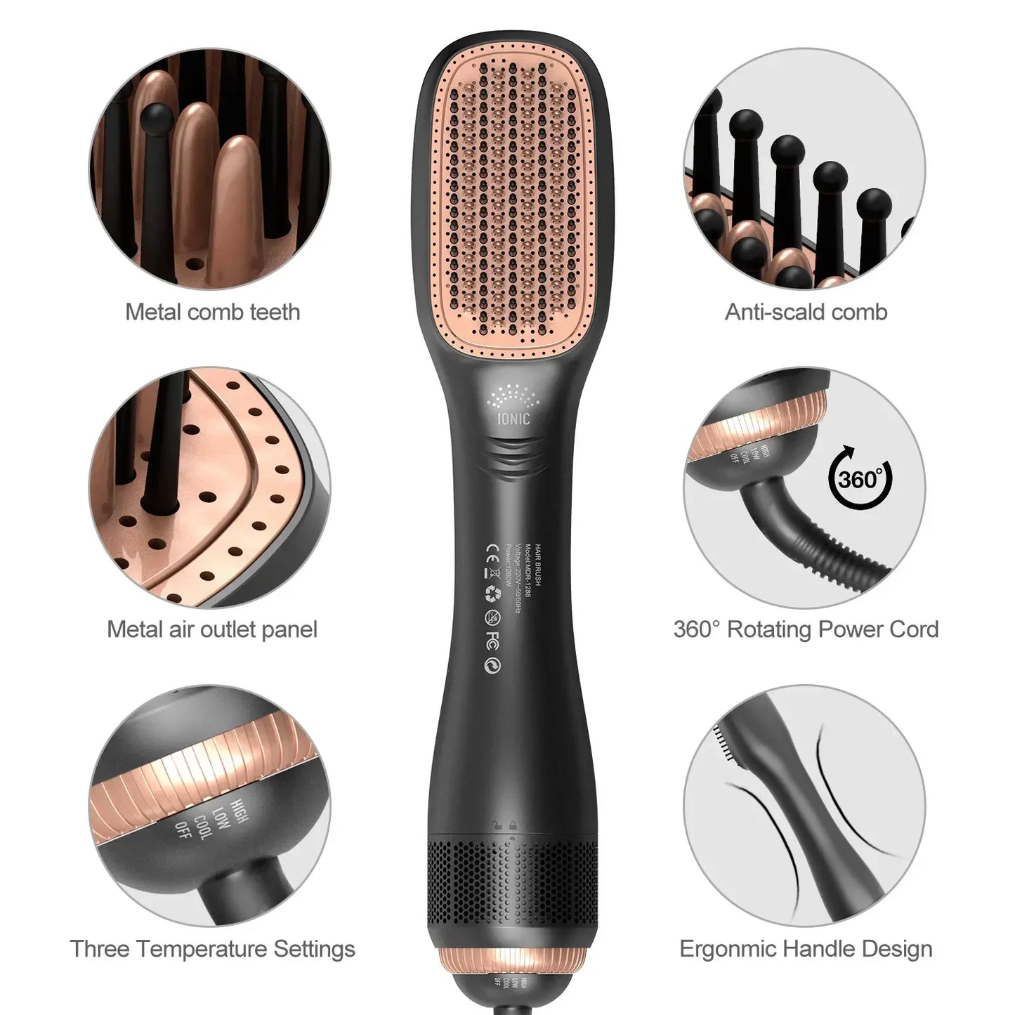 Hair Dryer Brush 3 in 1 Hot-Air Brushes 1200 W