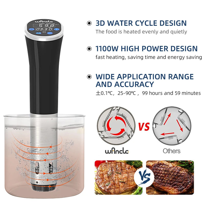 1100W Sous Vide Cooker/ LCD Touch Immersion Circulator/ Waterproof