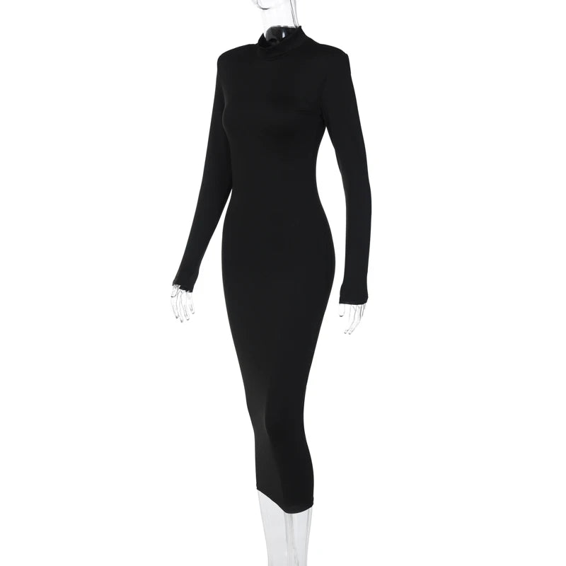 Autumn Sexy Y2K Clothes Long Sleeve Midi Dresses