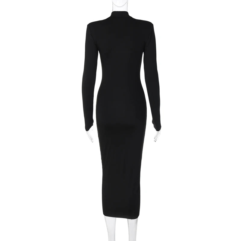 Autumn Sexy Y2K Clothes Long Sleeve Midi Dresses