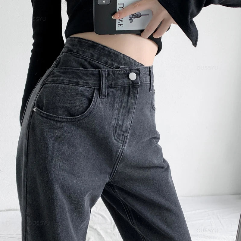 Jeans Women Wide Leg Pants Mom Femme Black Blue Jean High Waist Woman Trousers Brand Clothing