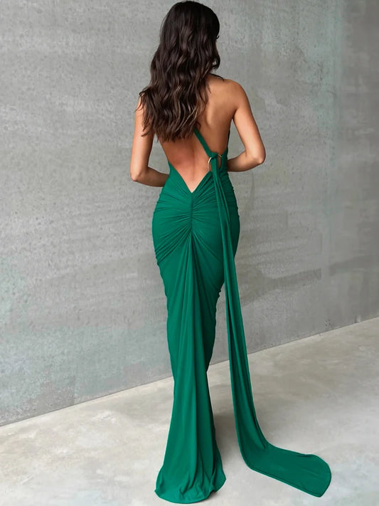 Neon Y2K Clothes One Shoulder Sleeveless Backless Maxi Dresses