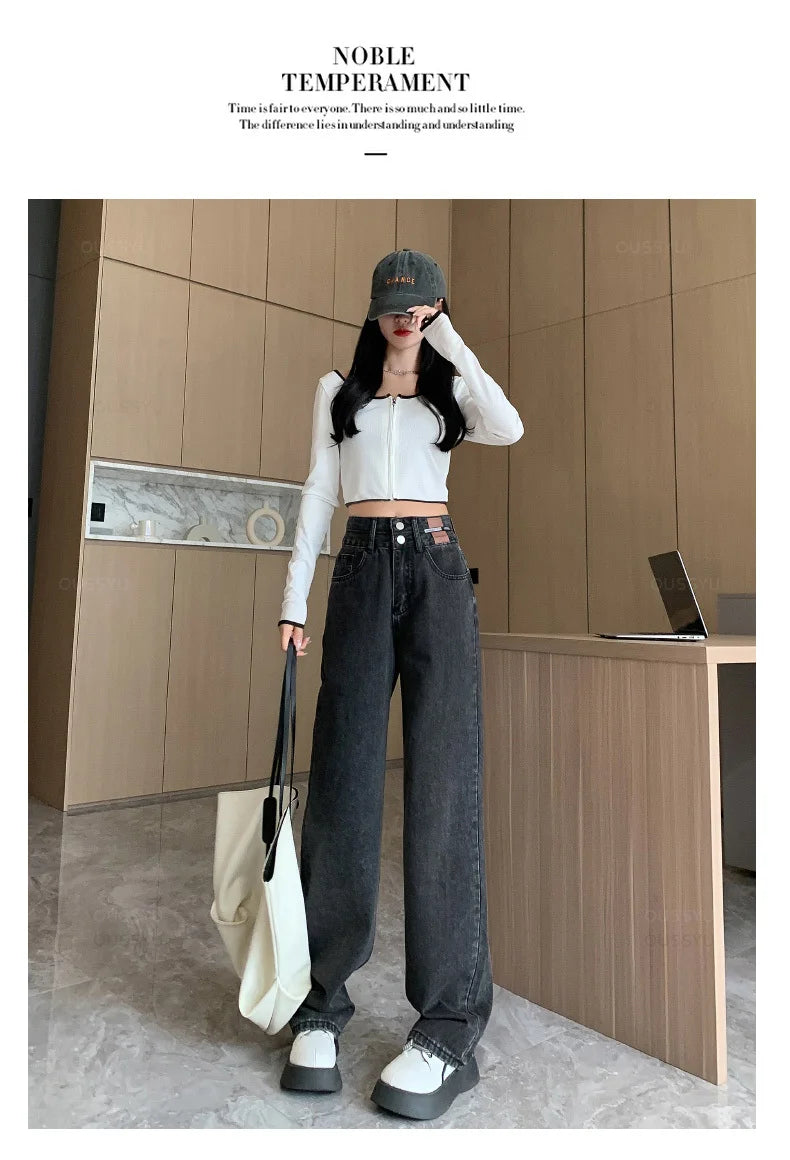 Winter Jeans Women Fleece Warm Denim Trousers High Waist Casual Loose Female Denim Pants Thick Velvet Cotton Woman Jean