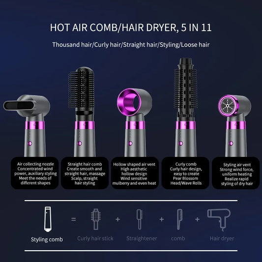 Multi-purpose Hot Air Comb with Five Functions