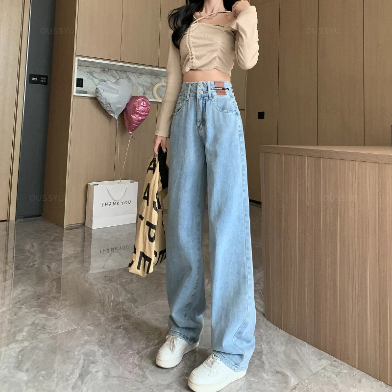 Winter Jeans Women Fleece Warm Denim Trousers High Waist Casual Loose Female Denim Pants Thick Velvet Cotton Woman Jean