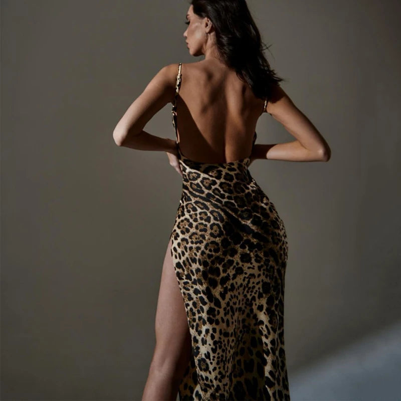 Leopard Zebra Print Women Strap Maxi Dress