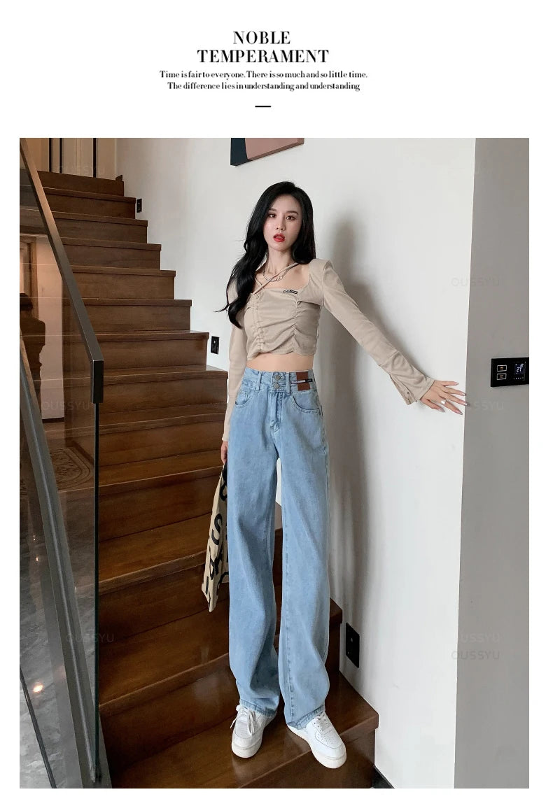 Winter Jeans Women Fleece Warm Denim Trousers High Waist Casual Loose Female Denim Pants Thick Velvet Cotton Woman Jean