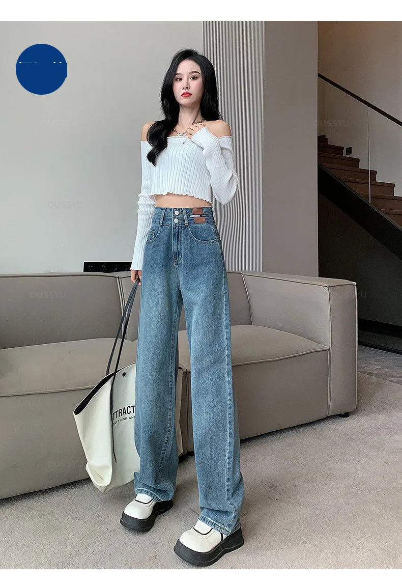 Winter Jeans Women Fleece Warm Denim Trousers High Waist Casual Loose Female Denim Pants Thick Velvet Cotton Woman Jean