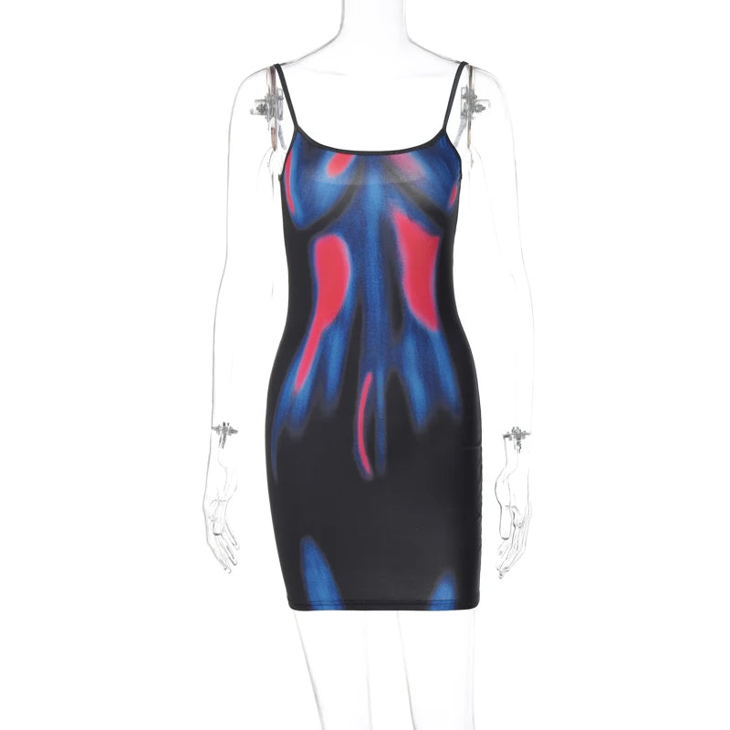 Summer Sexy Y2K Clothes Tie Dye Print Mini Dress