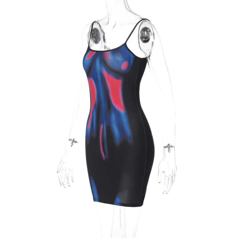 Summer Sexy Y2K Clothes Tie Dye Print Mini Dress