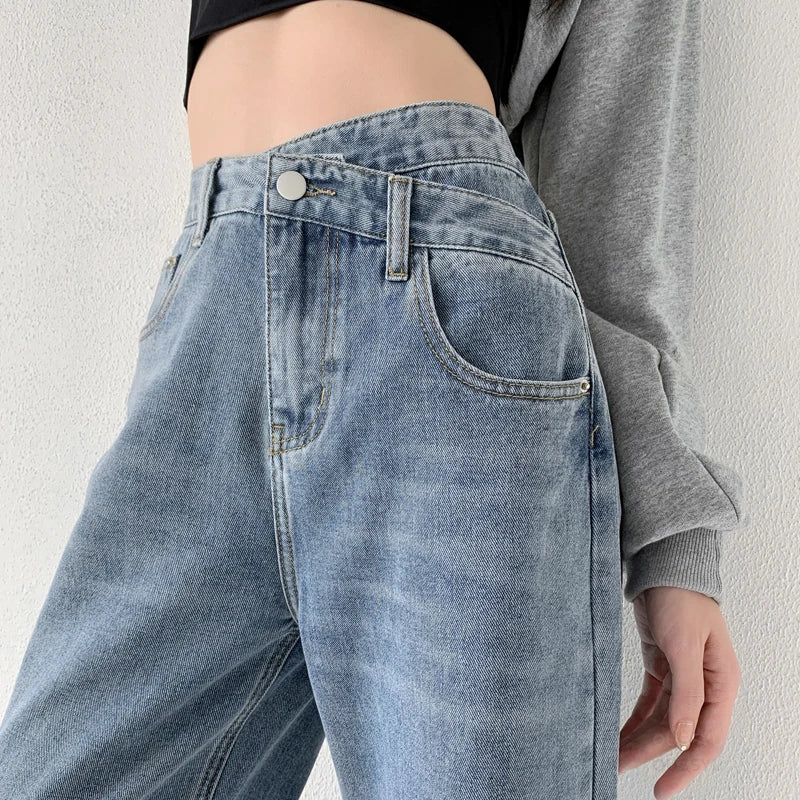 Jeans Women Wide Leg Pants Mom Femme Black Blue Jean High Waist Woman Trousers Brand Clothing