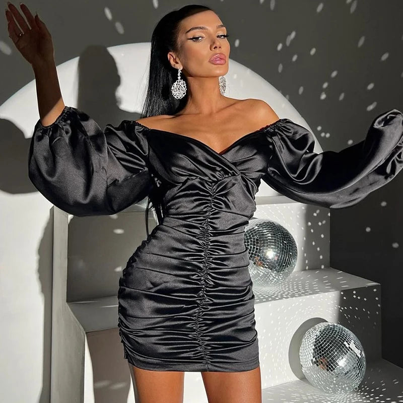 Sexy Evening Party Elegant Satin Mini Dress