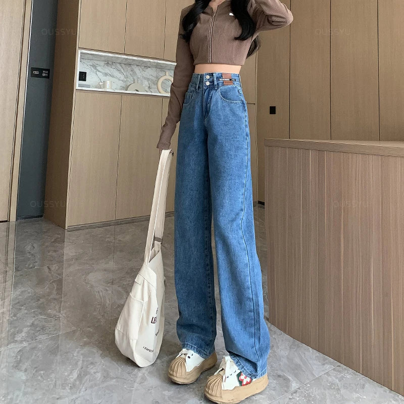 Winter Jeans Women Fleece Warm Denim Trousers High Waist Casual Loose Female Denim Pants Thick Velvet Cotton Woman Jean