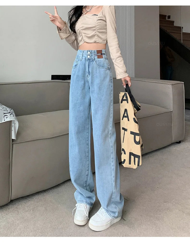 Winter Jeans Women Fleece Warm Denim Trousers High Waist Casual Loose Female Denim Pants Thick Velvet Cotton Woman Jean