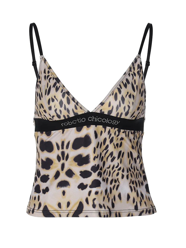 Leopard Print Spaghetti Strap Women Party Club Y2K Clothes Tank Top