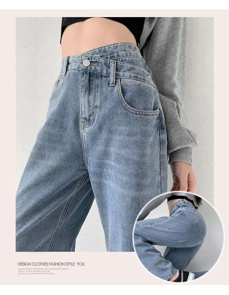 Jeans Women Wide Leg Pants Mom Femme Black Blue Jean High Waist Woman Trousers Brand Clothing