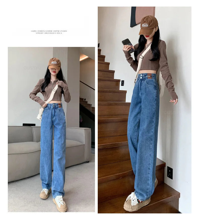 Winter Jeans Women Fleece Warm Denim Trousers High Waist Casual Loose Female Denim Pants Thick Velvet Cotton Woman Jean